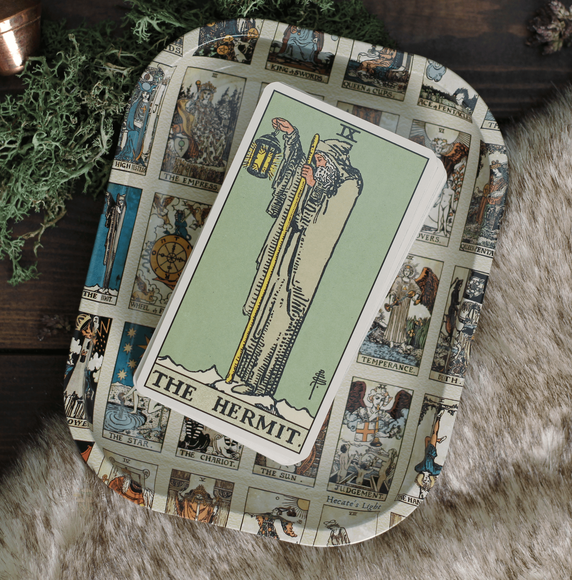 Tarot & Zodiac Tray Set astrological, astrology, french, tarot, tarot card, vintage, vintage botanical tray, vintage print, zodiac Tray