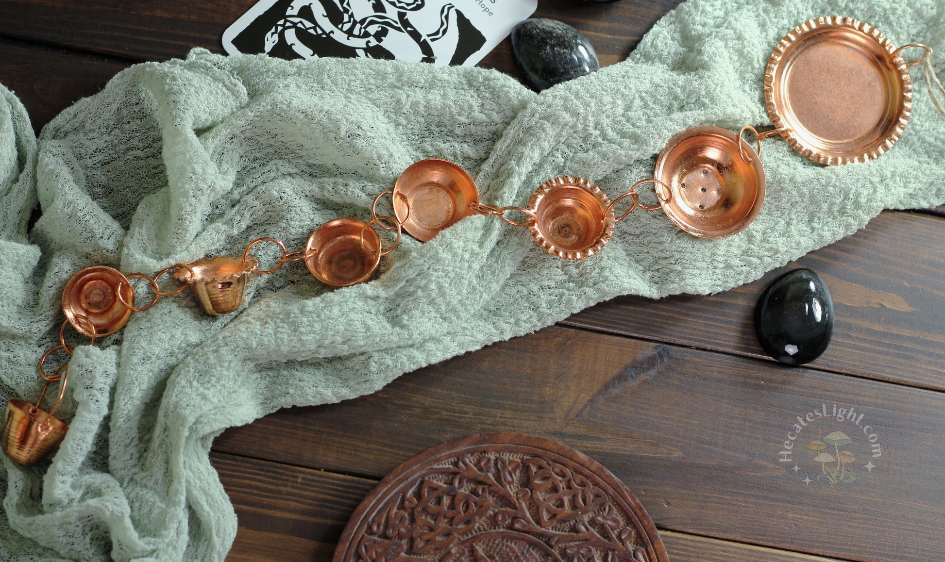Copper Mini Pots & Pans Decor Hanging | Witchy Kitchen hecates light kitchen decor cottagecore metaphysical occult magic witchcraft tarot oracle cards witch tools