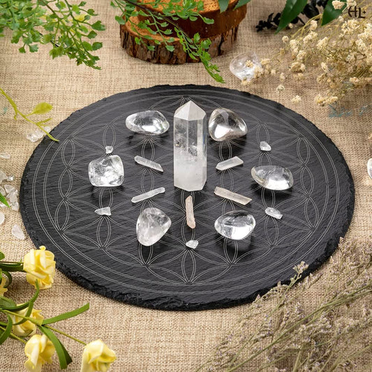 Flower of Life Sacred Geometry Crystal Grid Board hecates light cottagecore metaphysical occult magic witchcraft tarot oracle cards witch tools