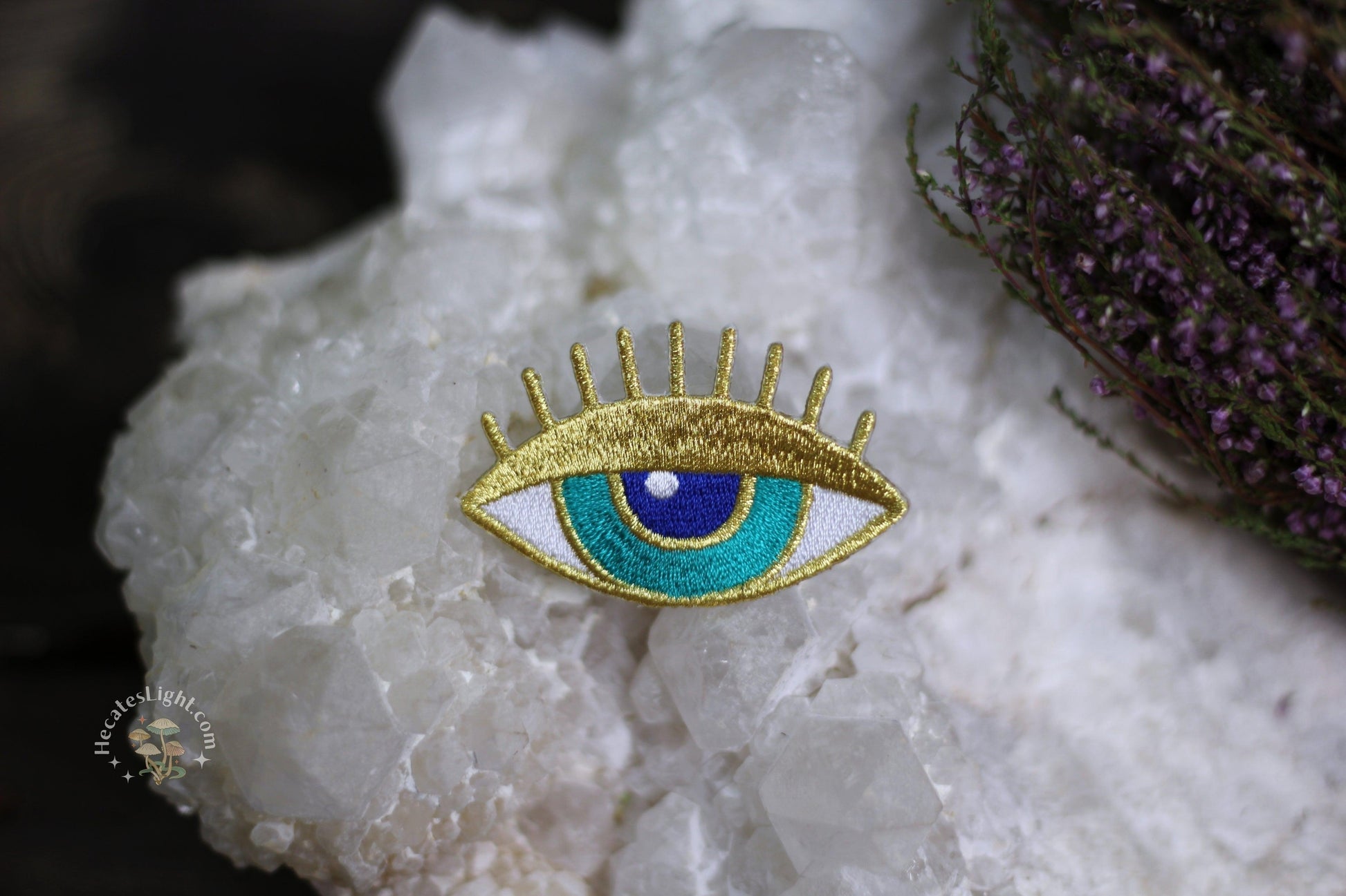 Gold Eye Patch MALICIEUSE alberta, blue, calgary, canada, cloth, clothing, cotton, decor, decorative, eye, gold, iron, iron-on, magic, patch, t shirt, thermocollant, witchy clothing metaphysical occult supplies witchy hecateslight.com witchcraft cottagecore witch gifts