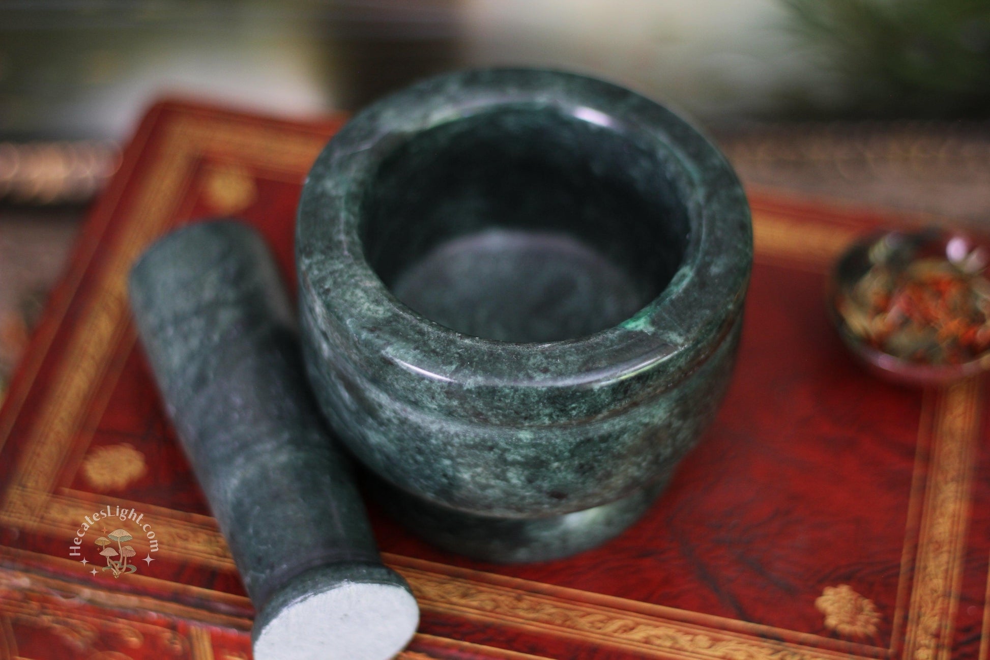 Green Marble Mortar & Pestle Hecate's Light green, green grinder, marble, mortar, mortar and pestle, pestle Green Marble Mortar & Pestle Hecate's Light green, green grinder, marble, mortar, mortar and pestle, pestle metaphysical occult supplies witchy hecateslight.com witchcraft cottagecore witch gifts metaphysical occult supplies witchy hecateslight.com witchcraft cottagecore witch gifts