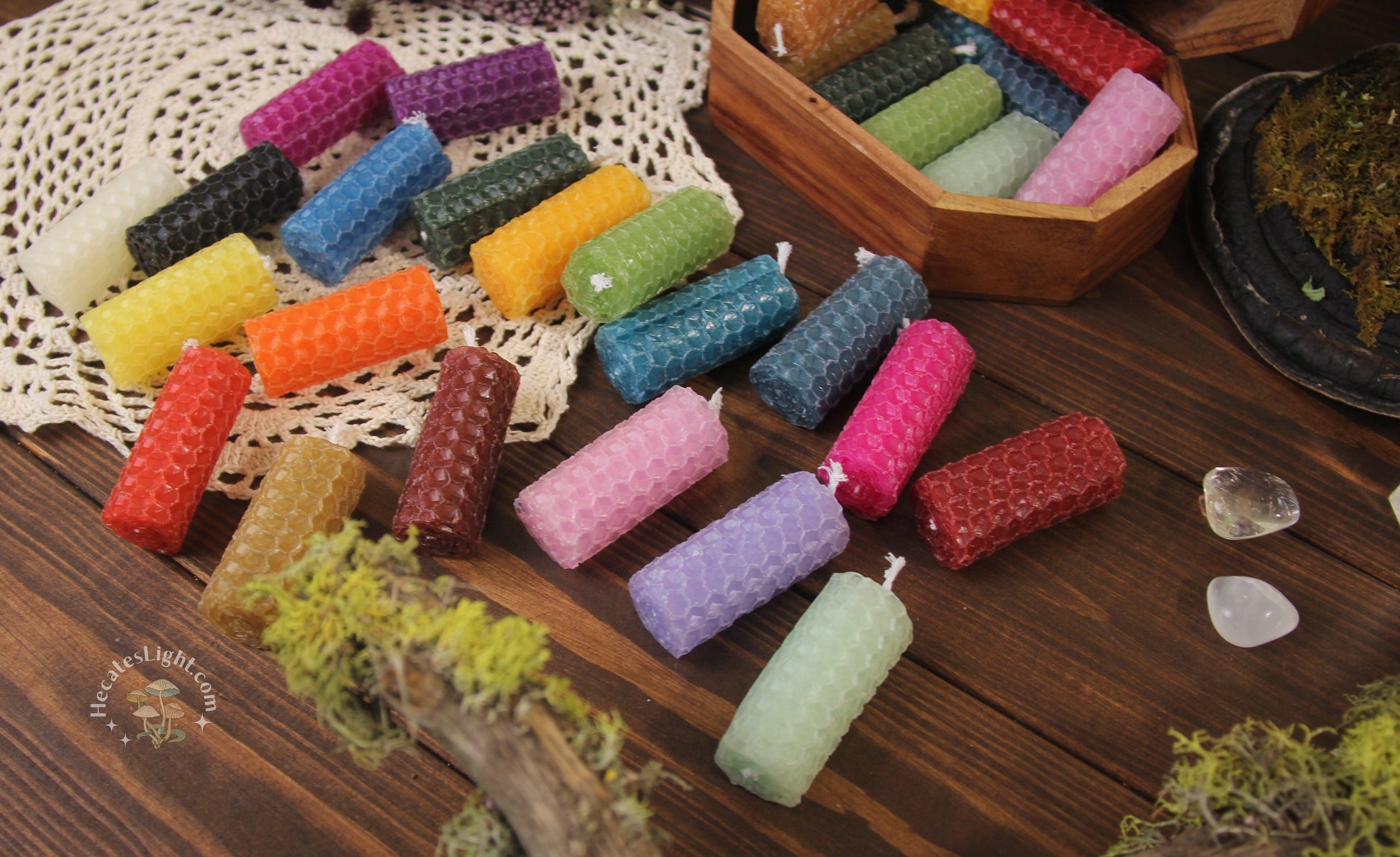 Mini Beeswax Candles - Complete Spell Set Hecate's Light altar beeswax candle, chime, mini, mini candles, spell set Mini Beeswax Candles - Complete Spell Set Hecate's Light altar beeswax candle, chime, mini, mini candles, spell set metaphysical occult supplies witchy hecateslight.com witchcraft cottagecore witch gifts metaphysical occult supplies witchy hecateslight.com witchcraft cottagecore witch gifts