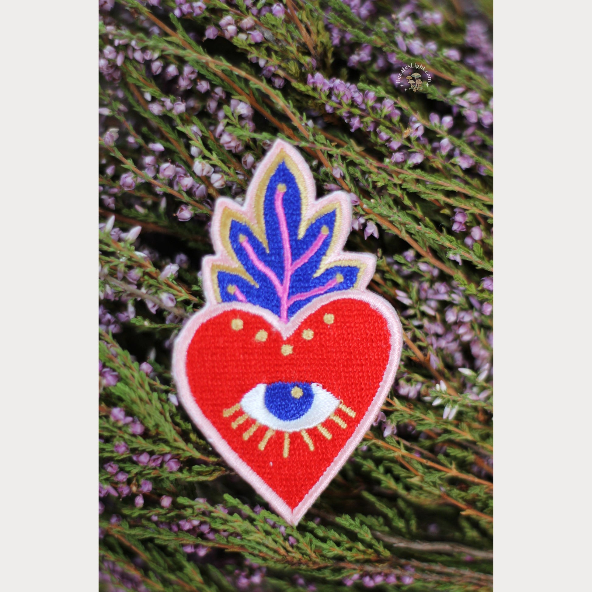 Sacred Heart Iron-on Patch MALICIEUSE accessory, calgary, canada, cloth, clothing, cottagecore, cotton, decor, decorative, embroidered, embroidery, gift, heart, iron, iron-on, patch, red, teen teenage witch, witchy clothing metaphysical occult supplies witchy hecateslight.com witchcraft cottagecore witch gifts