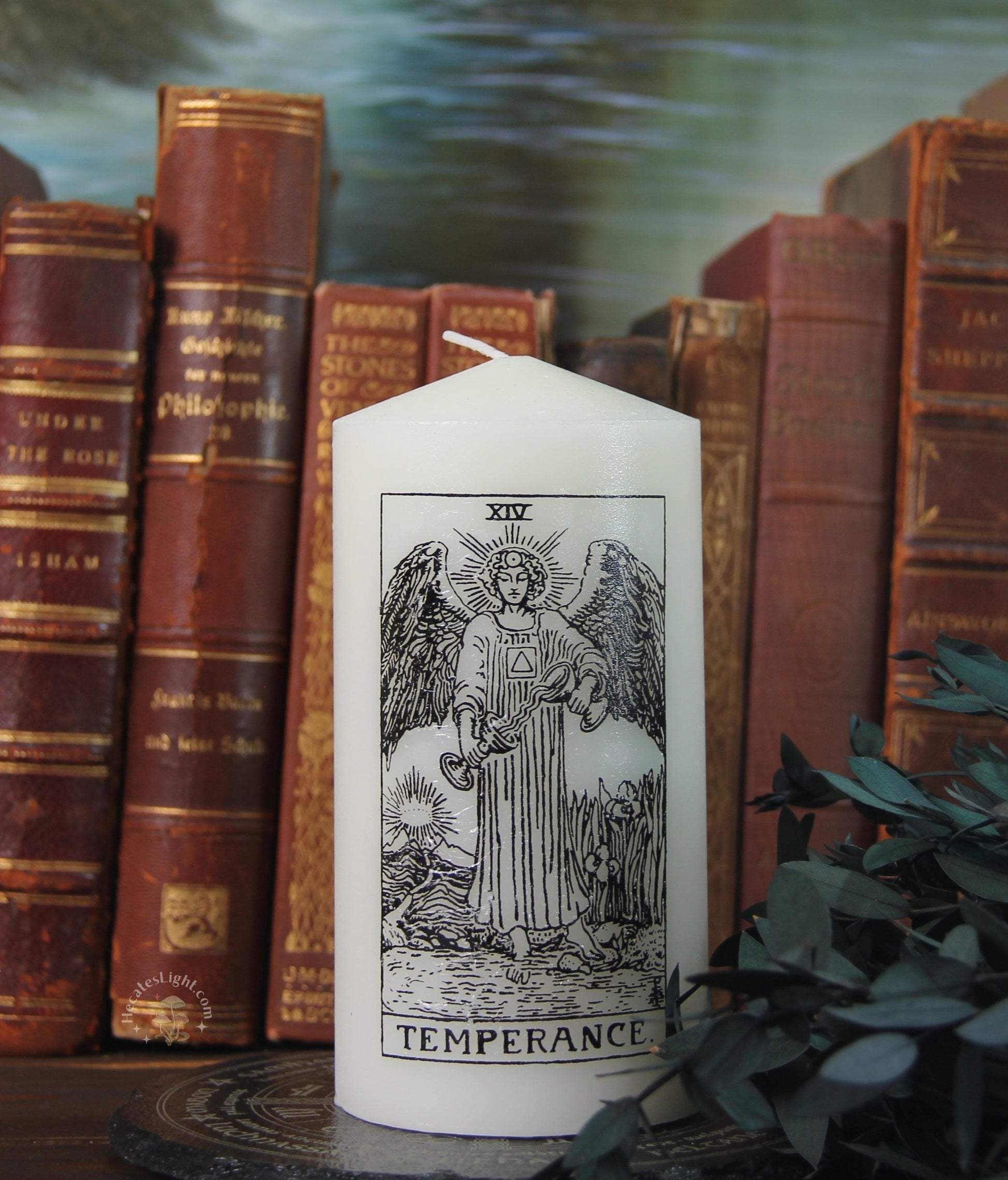 Tarot Pillar Altar Candle Hecate's Light altar tarot pillar candle, white candle Tarot Pillar Altar Candle Hecate's Light altar tarot pillar candle, white candle temperance tarot pillar altar candle metaphysical occult supplies witchy hecateslight.com witchcraft cottagecore witch gifts metaphysical occult supplies witchy hecateslight.com witchcraft cottagecore witch gifts