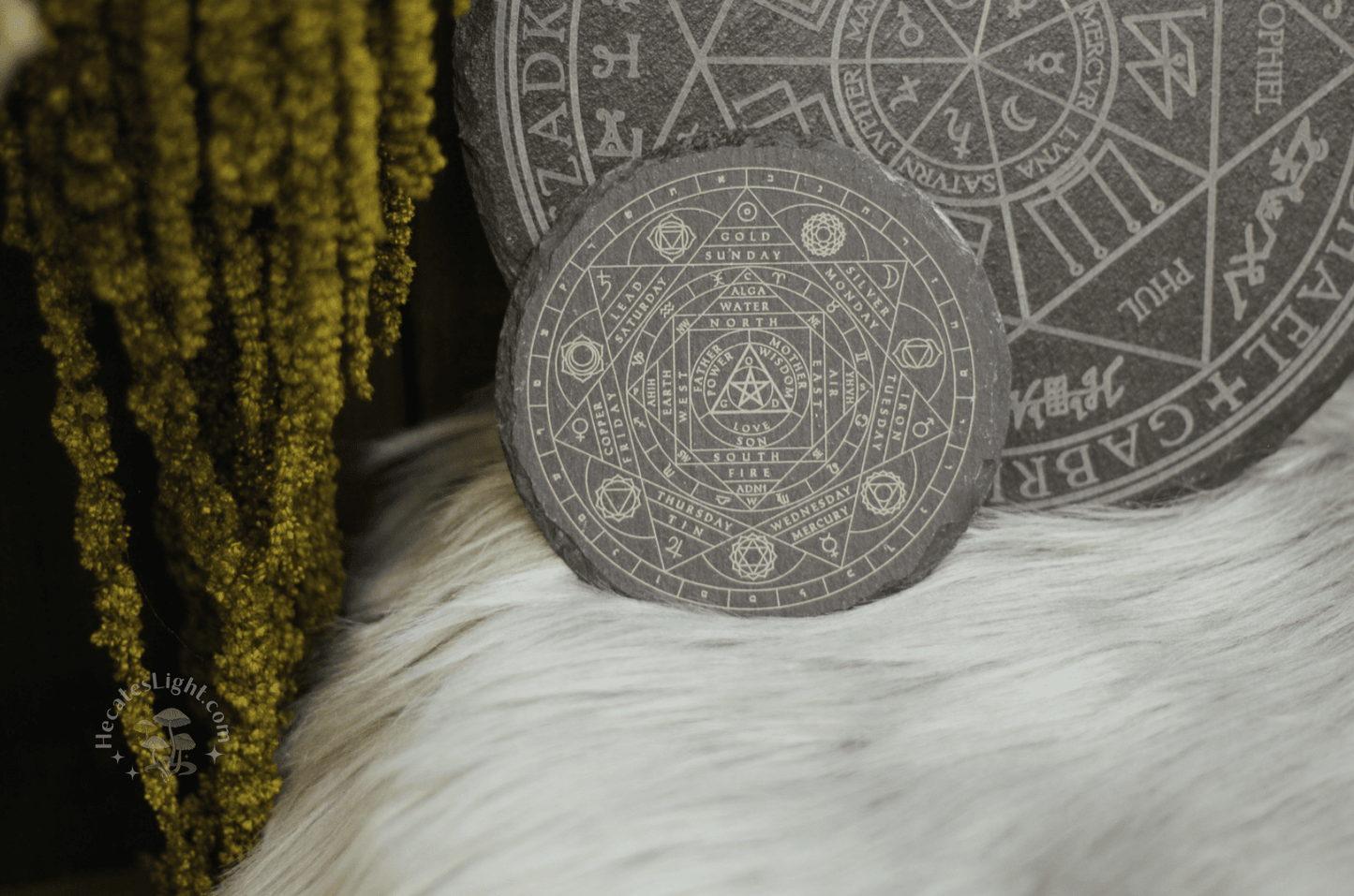 Witch's Heptagram Slate Coaster | Heptagram Talisman hecates light cottagecore metaphysical occult magic witchcraft tarot oracle cards witch tools