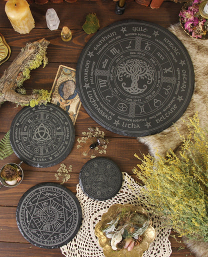 Witch's Heptagram Slate Talisman Hecate's Light altar, board, altar tile, amulet, ancient magic, art display, ceremony, Enochian, faery, faery fairy, fairy heptagram, hermetic, ritual, septagram, slate, star, tablet, talisman, wiccan, witch, witch's heptagram metaphysical occult supplies witchy hecateslight.com witchcraft cottagecore witch gifts
